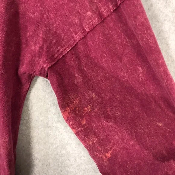 We The Free People Distressed Acid Wash Red Longsleeve Size Small - Picture 9 of 9